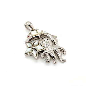 Beautiful Silver Graceful Shell Dolphin Octopus Starfish Marine Animal Charm Pendant