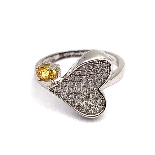 Yellow topaz clear cz silver ebay gemstone rings