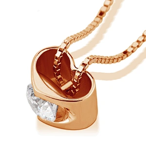 Minimal cube heart design pendant lab made diamond jewelry