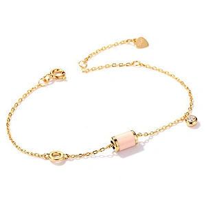 Italian gold plated pink bead 925s silver bracelet for women design