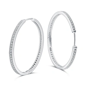 2019 latest model cz inlaid silver fashion hoop earrings