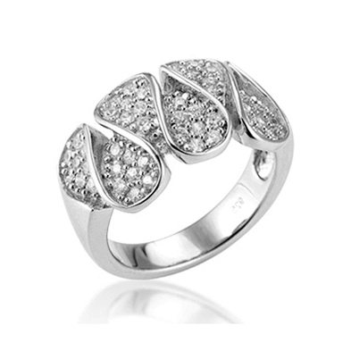 Twine Stylish Women Vogue Cz Set Sterling Silver 925 Wire Ring