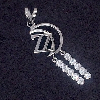 Shiny Cz Tube Silver Moon Engraved Pendant With Z Alphabet Designs
