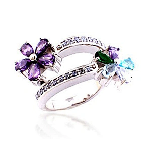 Rose cut synthetic diamond ring jewelry made in thailand