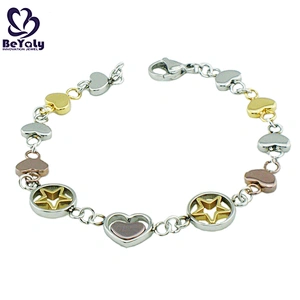 Hot sale fashion heart stainless steel gold bracelet