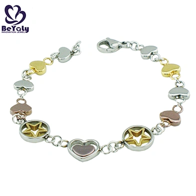 Hot sale fashion heart stainless steel gold bracelet