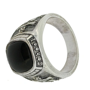 Black stone custom men finger 5925 italy silver jewelry
