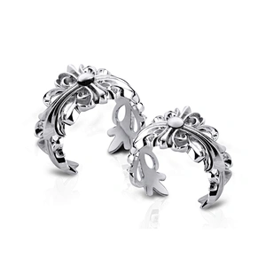 Couple 925 Sterling Silver Flower Design Adjustable Ring Vintage