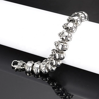 European and American punk men sewing skull titanium stainless steel bracelet hiphop