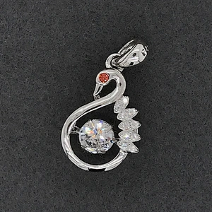 Wholesale Sterling Silver Cage Dancing Bird Charm Crane Diamond Pendants, Stone Jewelry Necklace Bird Pendant