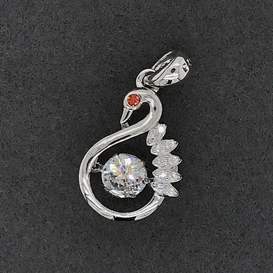 Wholesale Sterling Silver Cage Dancing Bird Charm Crane Diamond Pendants, Stone Jewelry Necklace Bird Pendant