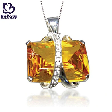 Women silver big yellow amber jewelry for party