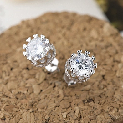 AAA cz crown shape dubai gold stud earrings