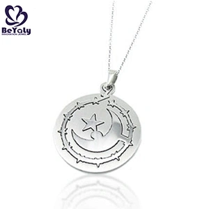 Eco-friendly carved round stainless steel tribal pendant necklaces