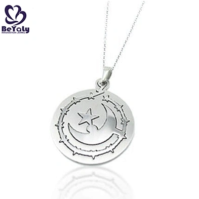 Eco-friendly carved round stainless steel tribal pendant necklaces