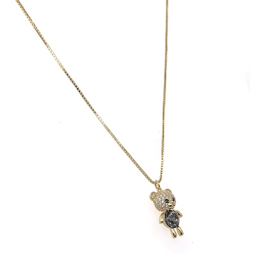 Shiny Black Onyx Silver Multi Cz Bear Gold Plating Chain Necklace Wedding Jewelry
