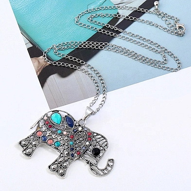 New hot style jewelry retro simple fashion chain resin elephant pendant necklace