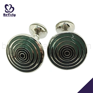 Boutique blue circles round brand name cufflinks