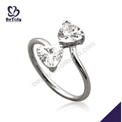 Shiny double heart design silver chinese wedding jewelry