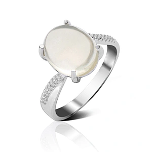 Sterling Silver Rhodium Plated Stone Rings, Semi Precious Stone Rings Women