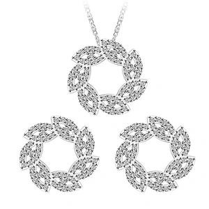 Christmas gifts silver leaf circle large gemstone jewelry set