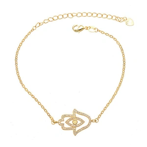 Fashion fancy gold hand chain hamsa bracelet design for girl