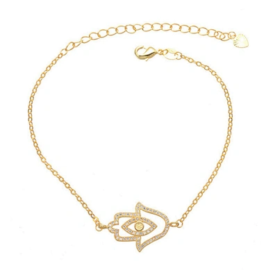 Fashion fancy gold hand chain hamsa bracelet design for girl