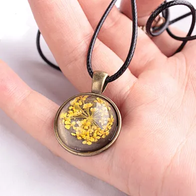 Dried real flower charm tree of life pendant necklace jewelry