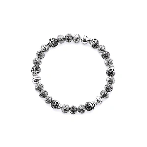 Fashion skull engraved onyx beads men's bracelets