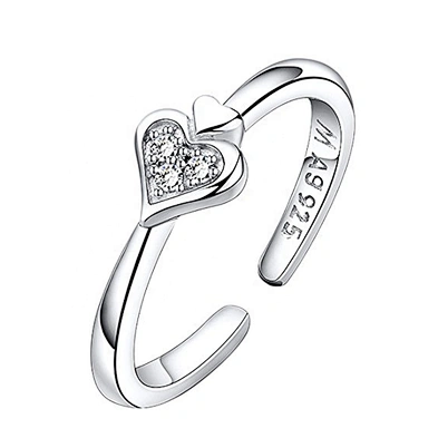 Fresh heart half design silver couple asian wedding rings