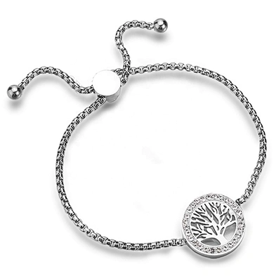 Tree of life bracelet good quality, corn chain tree of life round pendant bracelet jewelry