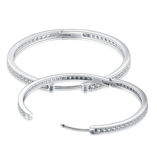 925 silver artificial diamond big hoop earring