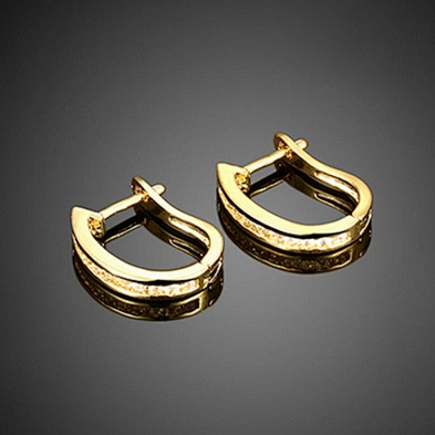 Arabic gold plated zircon ring type earring design