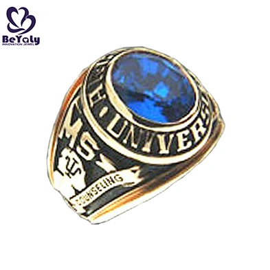 Signet custom design blue solid amber 30 year anniversary ring