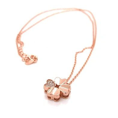 Fancy Rose Gold Clover Heart Necklace Silver Neckless Jewelry For Women