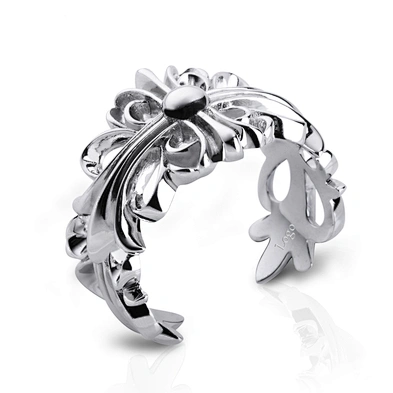 Couple 925 Sterling Silver Flower Design Adjustable Ring Vintage