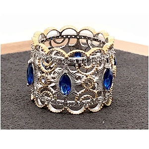 Fine jewelry cubic zircon full pave setting rhodium and gold plated ring
