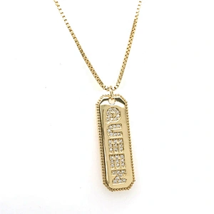 Wholesale Gold Plating Silver Cz Couples QUEEN Alphabet Letter Pendant Necklace