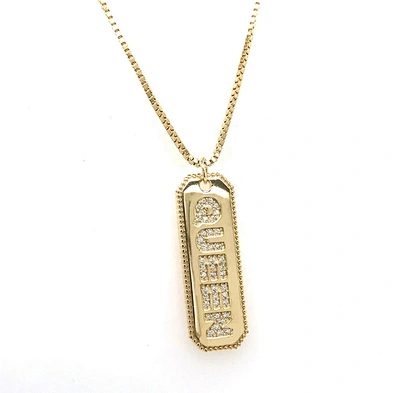 Wholesale Gold Plating Silver Cz Couples QUEEN Alphabet Letter Pendant Necklace