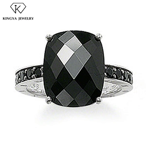 Men 925 sterling silver ring with ca stone, black tourmaline ring