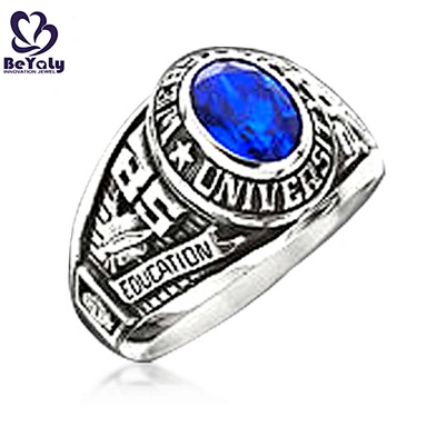 Signet custom design blue solid amber 30 year anniversary ring