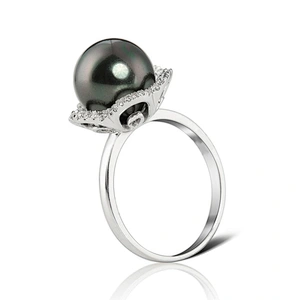 Pearl jewelry mounting 925 silver china cz ring
