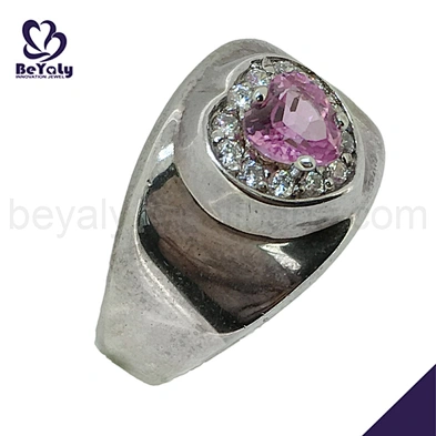 Anniversary pink heart stone 8k diamond engagement ring