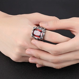 Four Color Optional Blue Black Green Wine Glass Charm Rings Men Jewelry