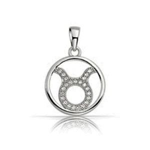 Round 925 silver jewelry sterling cz zodiac sign Gemini pendant