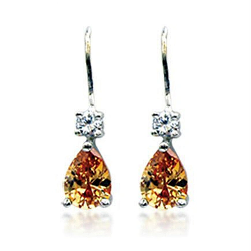 Yellow topaz silver fashion cubic zirconia earrings