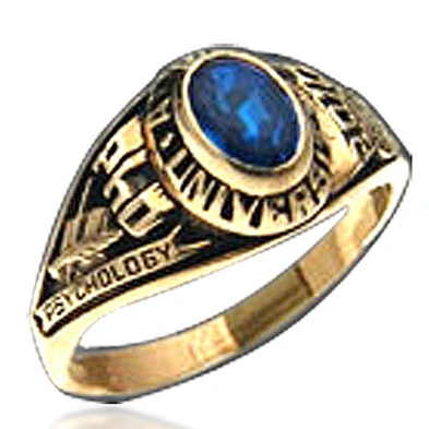 High school wholesale gold plated blue opal stone custom ring