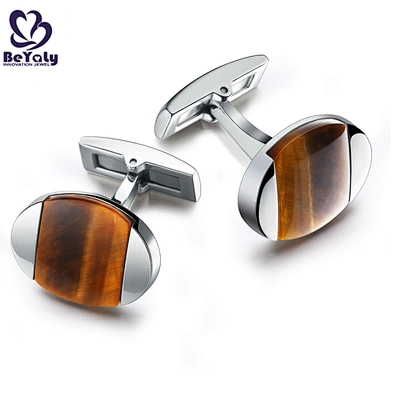 Wholesale cheap stainless steel wooden shell oval cufflinks