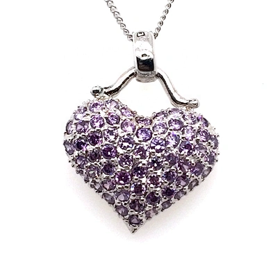 Amazing Beautiful Cute Purple Cz Heart Shape Ladies Wholesale Pendant Pave Settings