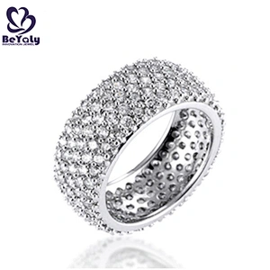 Wholesale wide size women clear cubic zircon paved ring